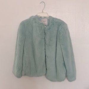 Trafaluc / Zara teal fur coat